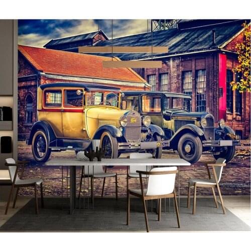 Custom photo 3d wallpaper European retro town vintage classic car home decor living room 3d wall murals wallpaper for walls 3 d