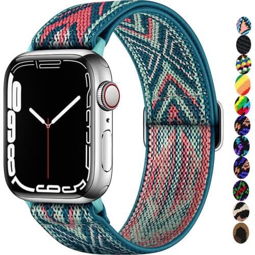 Scrunchie Strap For Apple watch band 44mm 40mm 38mm 42mm solo Loop Nylon Elastic Adjustable bracelet iWatch series se 6 5 4 3