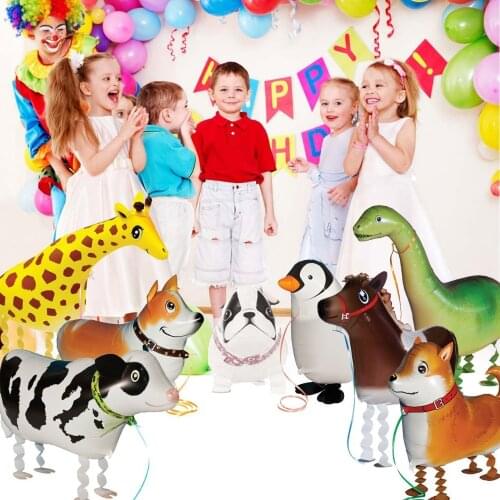 Kuchang 1pcs Foil Balloon Walking Animal Pet Dinosaur Cat Frog Duck Dog Cow Unicorn Christmas Gift Children Birthday Party Decor