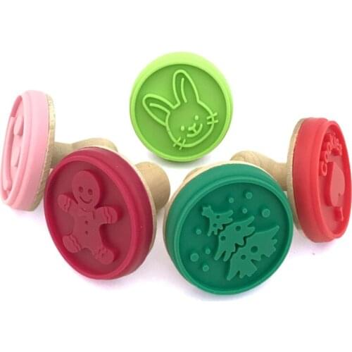 Biscuit Stamp Christmas DIY Cake Decor Pastry Cookie Molds Homemade Prints Molds Cooking Tools Sillicone Wood 5 Designs Cocina
