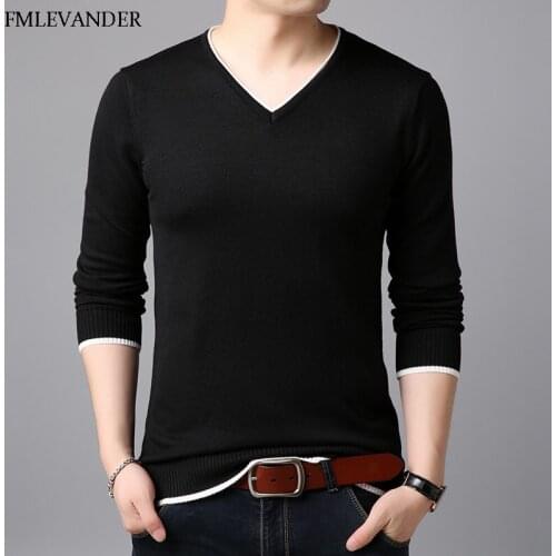 Men `s sweater ropa de hombre 2018 Large Sizes 4XL Patchwork V-neck Pullover Male