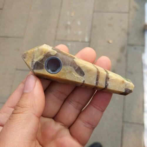 Tiger skin Drop shipping Natural Quartz Clear crystal smoking pipe tobacco pipe point wand cigarette holder wholesale X31