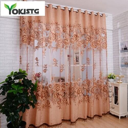 YokiSTG Jacquard Sheer Curtains For Living Room Bedroom Kitchen Tulle Window Treatment Curtain Embroidered Voile Panel