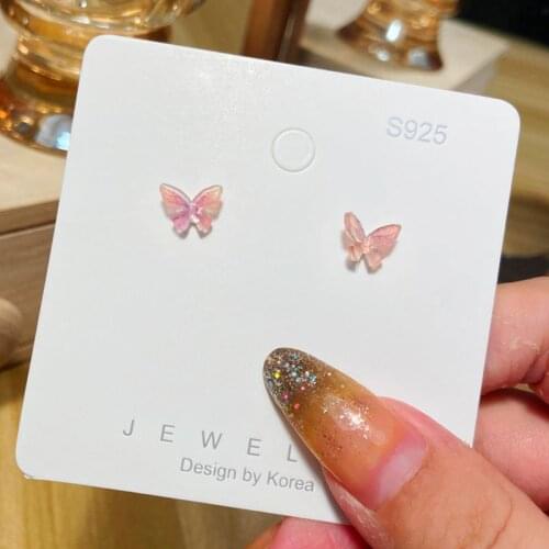EN Korean Fashion Brincos Women Colorful Butterfly Stud Earrings New Set Combination Small Simple Design Studs Earrings Jewelry