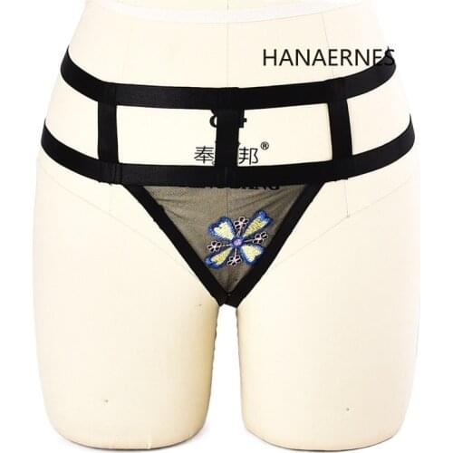 Women Body Harness Sexy Mesh Embroidery Belt Elastic Cage Hollow Leg Garter Belt Suspender Strap Underwear Strap Leg Fetish Belt