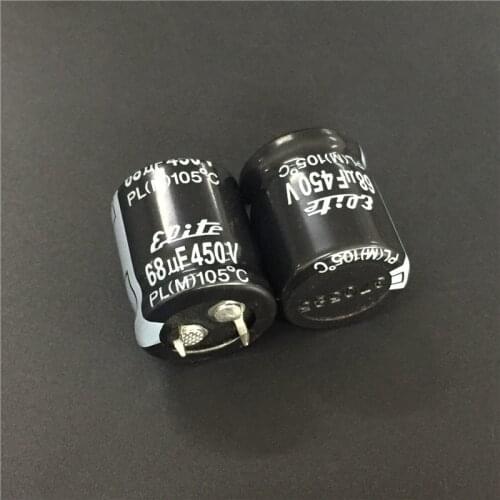 10pcs 68uF 450V Elite PL Series 22x25mm 450V68uF Snap-in PSU Aluminum Electrolytic capacitor