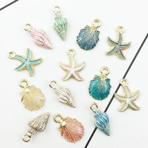 10pcs/lot Sea shell Conch Starfish Charms Pendant for DIY Necklace Bracelet Jewelry Making Handmade Accessories