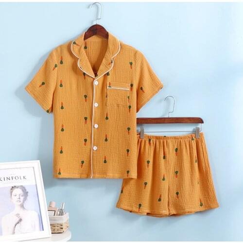 100% Cotton Pyjamas Women Short Sleeves Shorts Pajama Sets Ladies Cute Womens Nightwear Sleepwear Homewear Pijamas