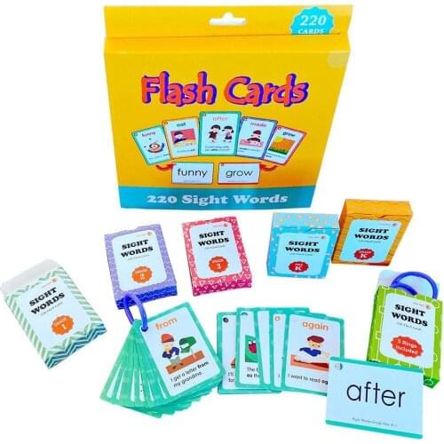 220 English Sight Words Flash Card Phonics Words Flashcards Baby Learning Educational Toys for Children Kids Memory Games