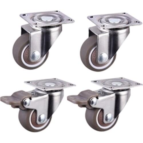 4pcs Furniture Casters Wheels Soft Rubber Swivel Caster Silver Roller Wheel For Platform Trolley Chair Household Accessori