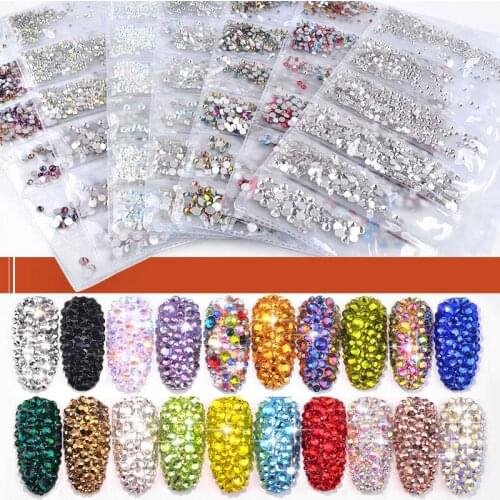 40colors Supper Shinny strass Flat Back Nail art Crystal For DIY Nail Design Beads 3D Rhinestones Nails art Decoration
