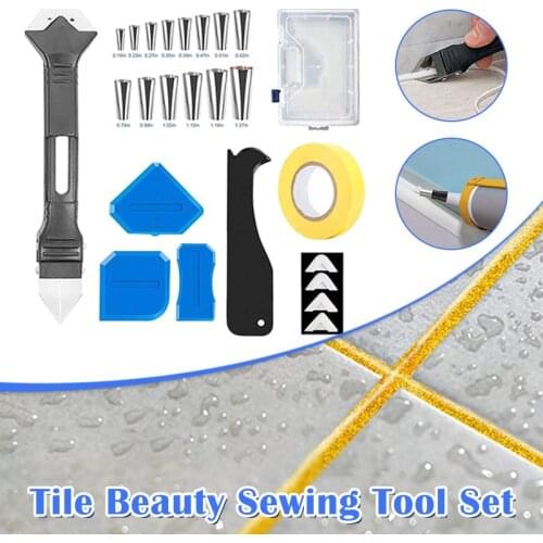6In1 Silicone Caulking Tools Kit 25Pcs Caulk Nozzle Applicator Gasket Removal Tool with Scraper/Nozzle for Kitchen Best