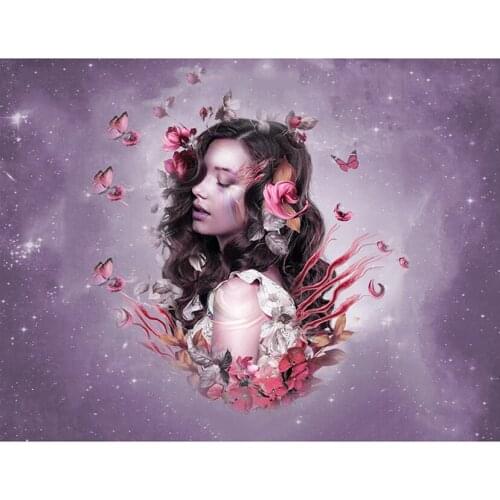 Diy Full Square/Round Diamond Painting Butterfly Woman Flower Embroidery Crystal Drill Iris Girl Pattern Decor JX715