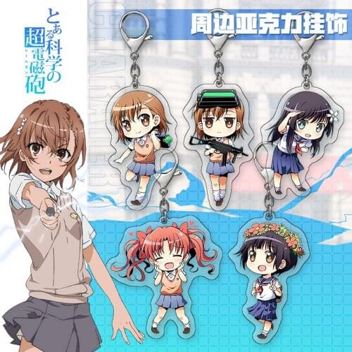 Toaru Kagaku no Railgun Misaka Mikoto Shirai Kuroko Cartoon Keychain Bag Acrylic Pendant Toy Keyring Cosplay Anime Student Gift