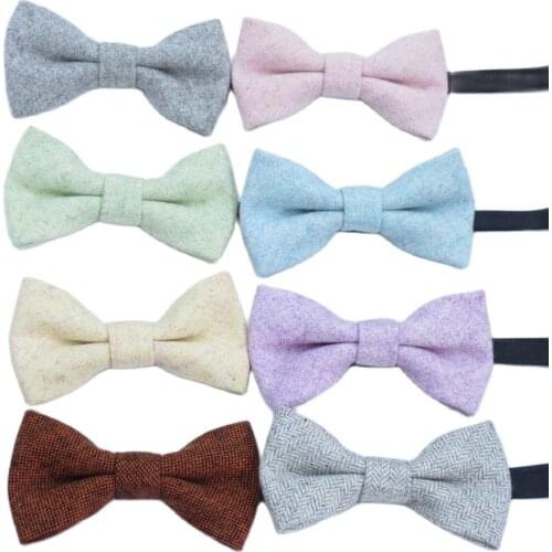 Kids wool Bow Tie pure color Striped Butterfly Baby Bowtie Children solid Ties For Party Accessories gravata small cravate