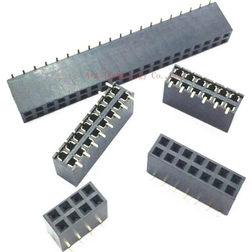 10pcs 2.54mm PCB Female Header Dual Row Pin Header SMD /SMT 2x2P 3P 4P 5P 6P 7P 8P 9P 10P 20P~40p , Plastic height 8.5mm