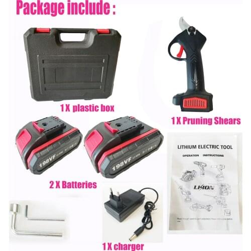 198VF Electric Cordless Pruner Pruning Shear with 9000mAh Lithium-ion Battery Efficient Fruit Tree Bonsai Pruning Cutter EU Plug