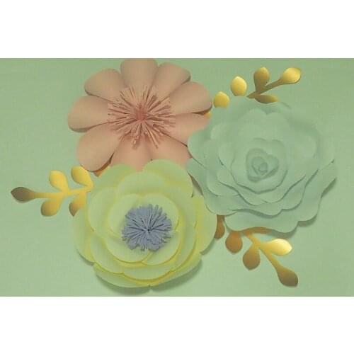 2018 Giant Paper Flowers 3pcs + Leaves 3pcs Wedding & Event Backdrop Decorations Baby Nursery Baby Shower Decor 8 Options