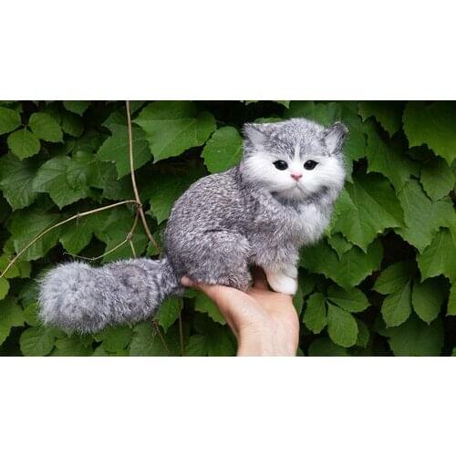 Simulation gray cat model toy,polyethylene&furs 19x15cm sounds miaow cat ,home decoration,Xmas gift 0636