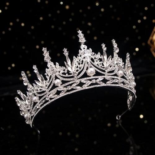 Bride Alloy Rhinestone Crown Headdress New Baroque Crown Wedding Dress Accessories Jewelry Birthday Hair Accessories
