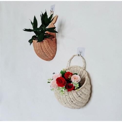 Storage Basket Woven Baskets With Handle Kitchen Living Room Hanging Baskets Fruit Sundries Organizer Home Decor Flower Basket