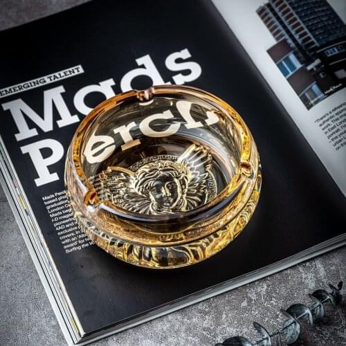 Creative fashion ashtray Medusa head glass ashtray office decoration gift electroplating ashtray