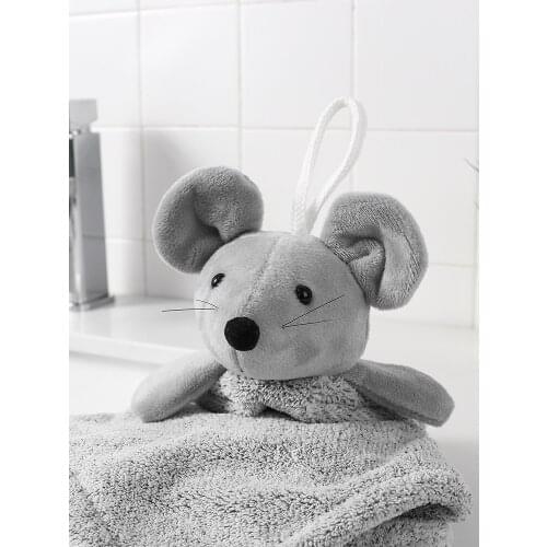 Kitchen hand towel hanging type cute absorbent household bathroom creative childrens thick coral fleece cartoon square towel