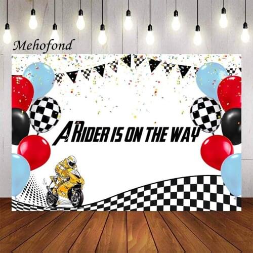 Mehofond Motorcycle Photography Background Balloon A Rider Is On The Way Boy Baby Shower Birthday Party Backdrop Photo Studio