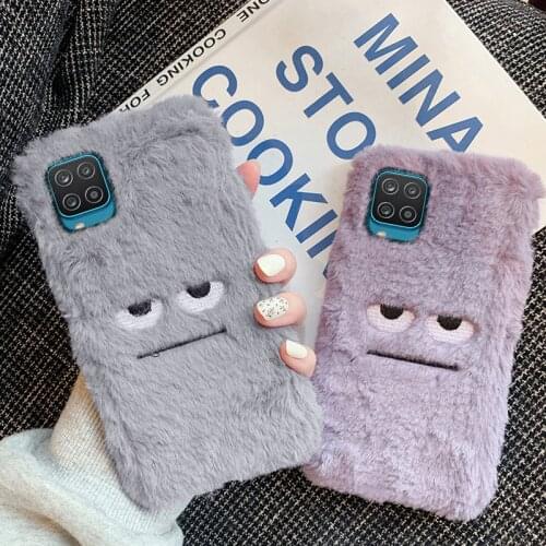 Monster Gray Case For Samsung Galaxy A12 5G Cover Coque For Samsung SM F62 M62 A72 A52 A42 5G 2021 Furry Phone Back Purple Cover