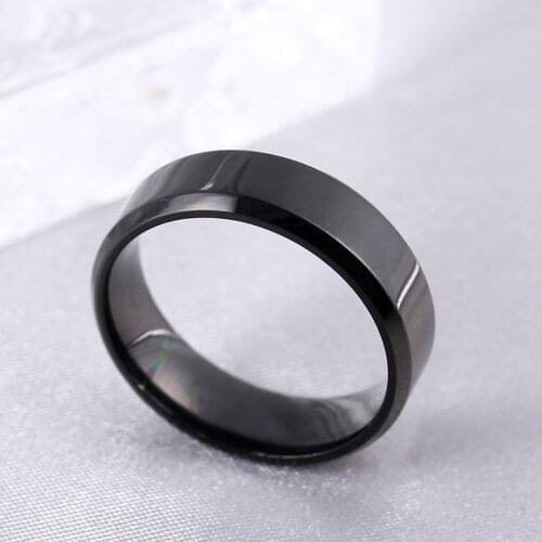 MOREDEAR 6mm Bright Polish Black Color Titanium Ring For Men amd Women