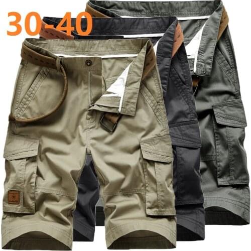 2021Shorts Men Cotton Bermuda Male Summer Military Style Straight Work Pocket Outdoor Short Trousers Casual Beach Vintage Shorts