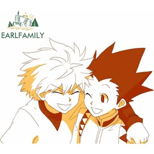 EARLFAMILY 13cm x 10.3cm for Hunter X Hunter Killua Zoldyck GON FREECSS Anime Bumper Decal Laptop Trunk Refrigerator Car Sticker