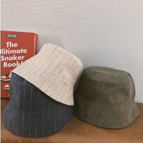 New Women Harajuku Bucket Hat Fishing Outdoor Cap Women Bucket Fishing Hats Sunscreen Stripe Fisherman Hat Women Panama Lady Cap