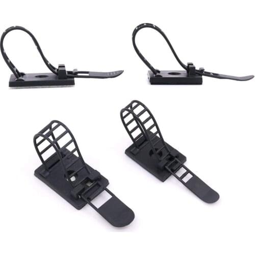 New Style 50 Pcs 2 Sizes Adjustable Self-Adhesive Nylon Cable Straps Cable Tie Cord Clamp for Wire Management Large and Small