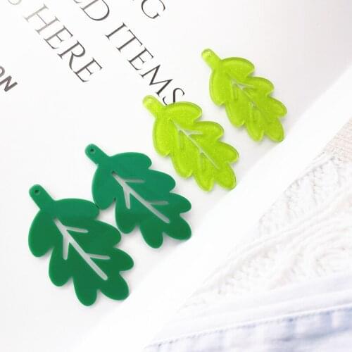 Wholesale 50pcs/lot color print cartoon leaves tree leaf shape acrylic beads diy jewelry earring/garment pendant accessory