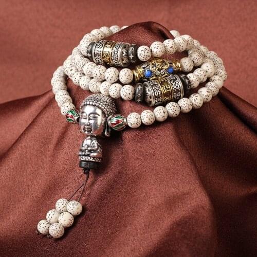 Wholesale Natural Xingyue Bodhi Bracelet 108 Buddha Bead Necklace Ethnic Style Rosary Bracelet Tibetan Silver Buddha Accessories