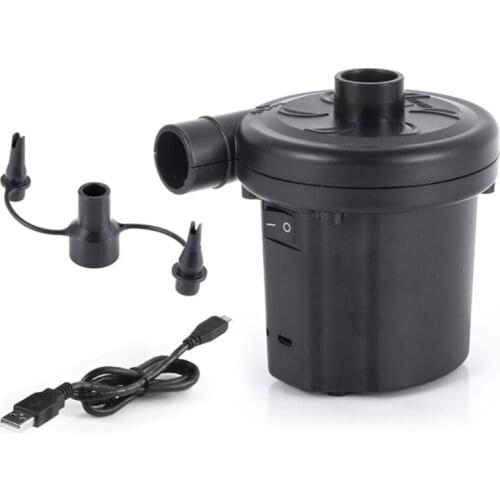 Portable Ultra-quiet Rechargeable USB Electric Air Pump Quick Fill Inflator Charging with 3 Nozzles
