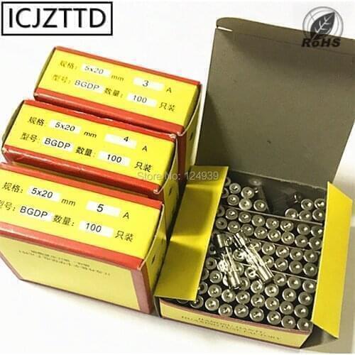 Fuse tube 5x20mm F 20A 20A glass tube fuse 5 * 20 F20AL250v quick break 20a 100pcs/box glass fuse 5mm 20mm