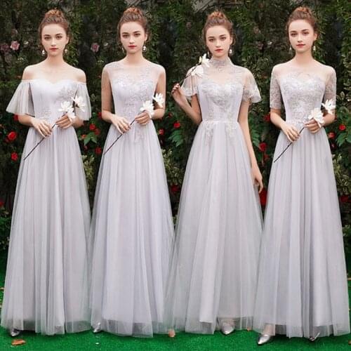Gray bridesmaid dress female vestidos long sexy evening dress sister group dress girlfriends wedding wedding party dress girls