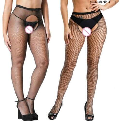 SHENGRENMEI Crotchless Tights Plus Size Women Underwear Fashion Ladies Hollow Out Fishnet Pantyhose Sexy Costumes Dropshipping
