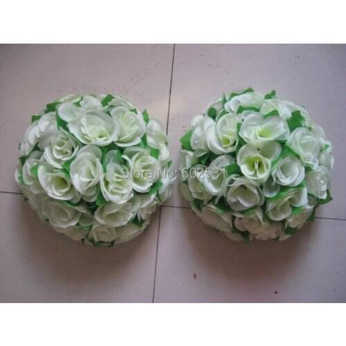 SPR 20cm silk rose flowers ball with green leaves ORANGE COLOR,optional-color wedding decoration