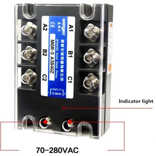 Three-phase solid state relay 380V 40A MGR-3 A3840Z AC-AC