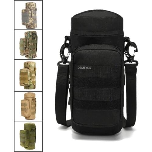 Outdoor Kettle Bag with Shoulder Strap Tactical Paintball Sports Water Bottle Bag Portable Military Kettle Molle Pouch