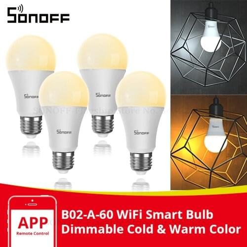 1/5PCS Itead SONOFF B02-B-A60 Smart Light Bulb Wifi Led Lamp E27 220V-240V Cold/ Warm Remote Control Work with Alexa Google Home