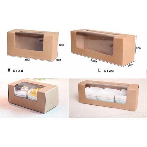 30Pcs Kraft Paper Macaroon Packing Box,Transparent Window Muffin Cake Box Heart Baking Box