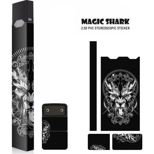 Magic Shark Umbrella Skull Cobblestone Wall Wood Print Sticker Case Cover Film for Juul E Cigarette 23 Colors