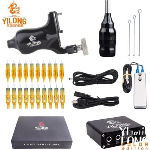 YILONG Five Color Tattoo Rotary Machine Kit Rotary Motor Box Cartridge Needles Tips Tattoo Artist Kits Body Arts Supplies