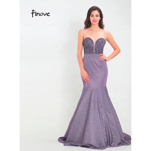 Finove Prom Dresses 2020 Long Elegant Mermaid Style Sexy Sweetheart Crystal Reflective Dress In Women 'Dresses vestido de fiest