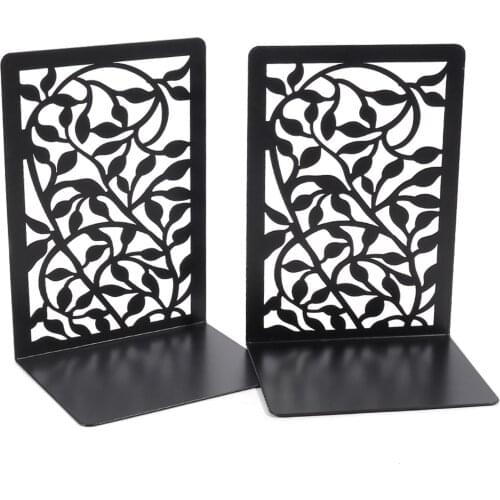 1Pair Tree Shadow Bookends Decorative Metal Book Storage Shelves Metal Bookends Organizer Desktop Book Shelf Storage Holder