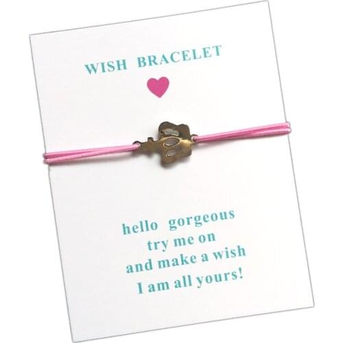 10pcs/lot Wish Card Bracelet Crown Stainless Steel Charm Adjustable Cord Lucky Bracelet For Men Women